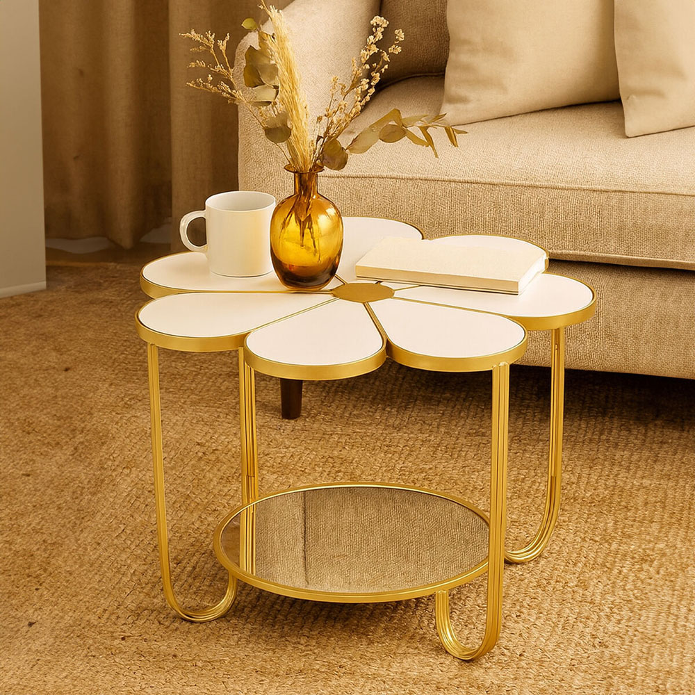 Premier Housewares Jodie Single Shelf White Petal Shape Table Image 5