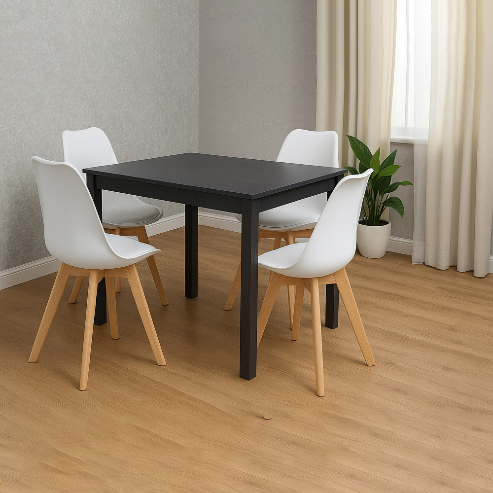 Kosy Koala 4 Seater Faux Leather Arrow Design Dining Set Charcoal and White Image 5