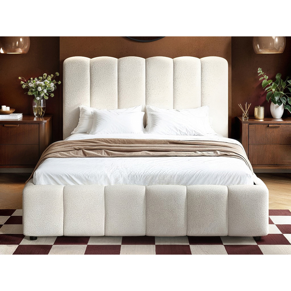Solace+Co Emilie Double Boucle Ribbed Ottoman Bed Image 5