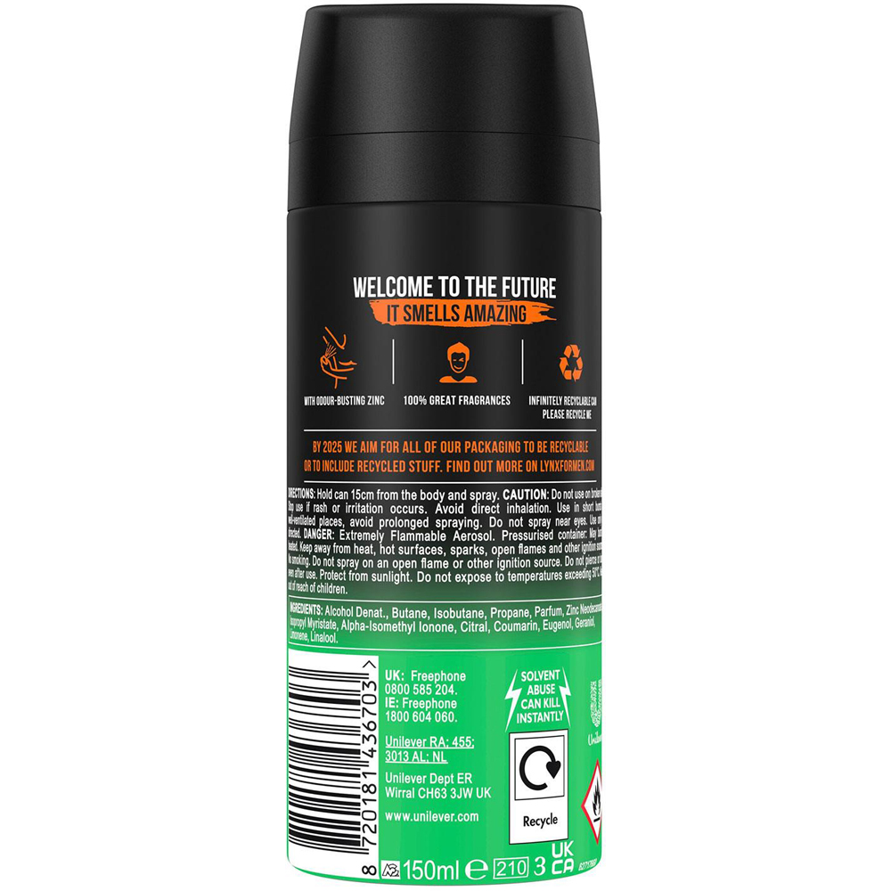 Lynx Body Spray Jungle Fresh 48H High Definition Fragrance Deodorant Spray 150ml 6 Pack Image 3