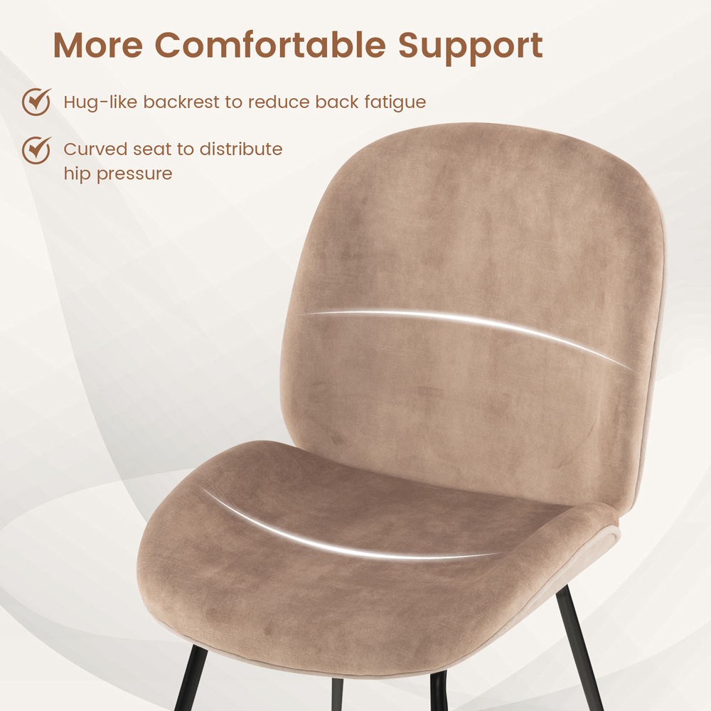 Costway Set of 2 Coffee Velvet Dining Chairs Image 6