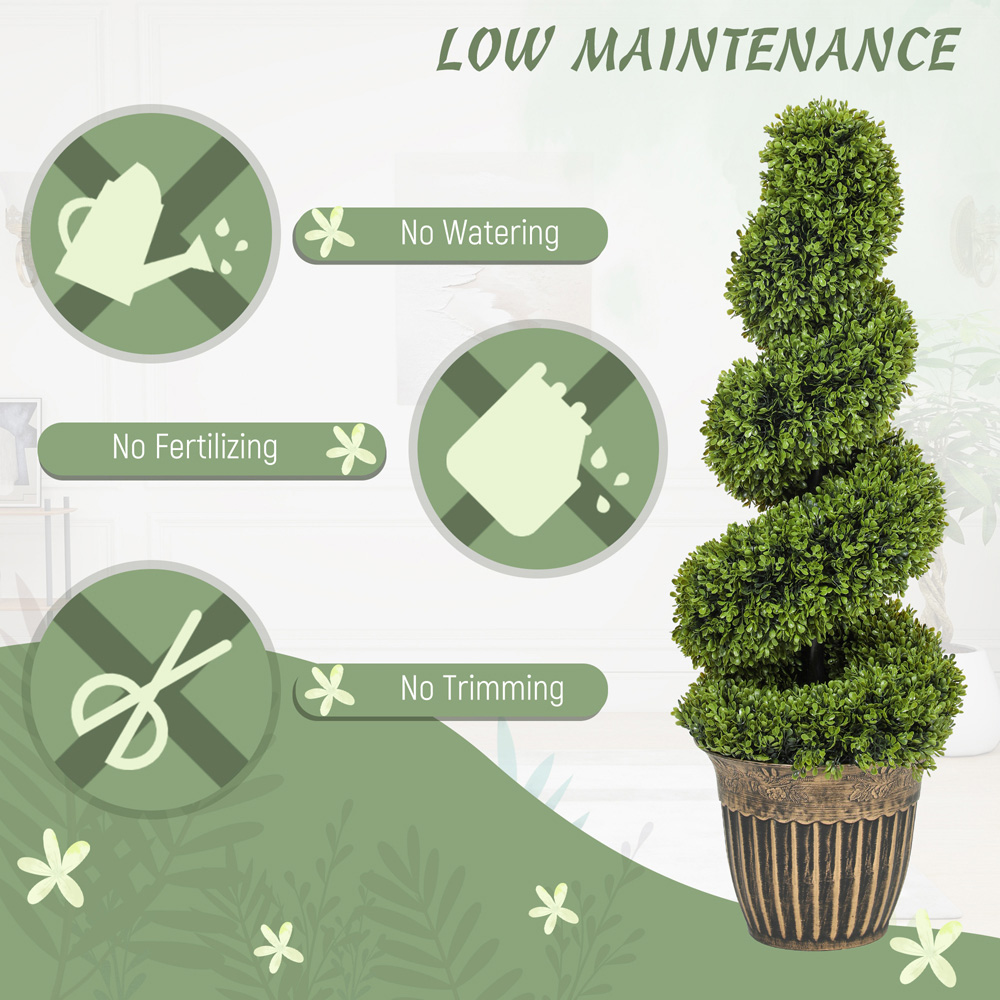 Portland Topiary Spiral Boxwood Artificial Plant in Pot 3ft 2 Pack Image 7