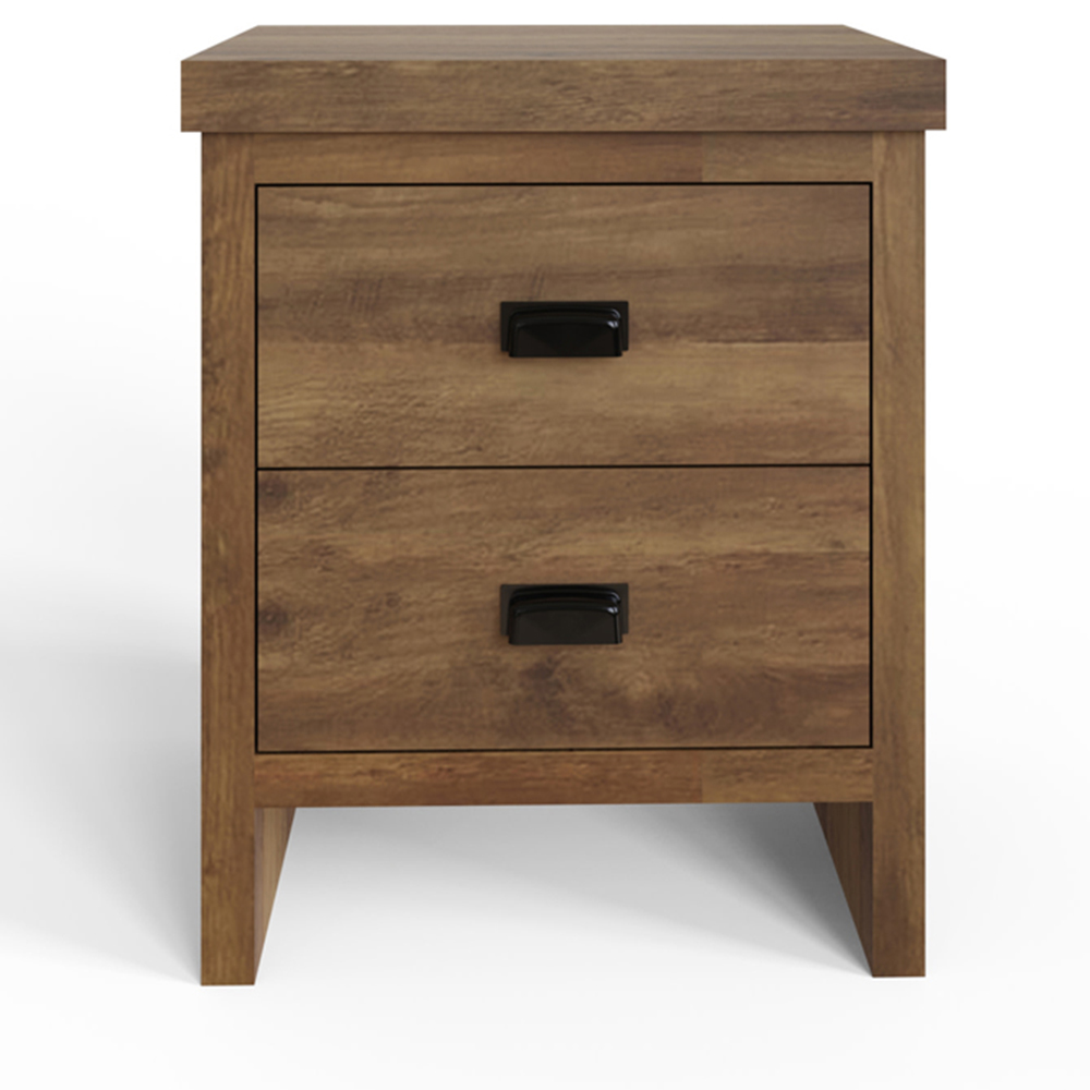 GFW Boston 2 Drawer Knotty Oak Bedside Table Image 4