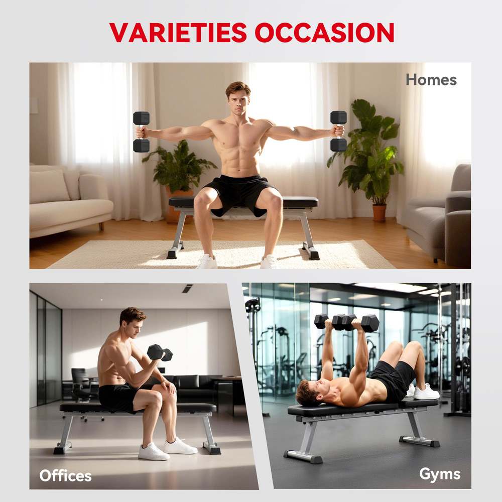 HOMCOM Black Portable Hexagonal Rubber Dumbbell Set 20kg 2 Pack Image 6