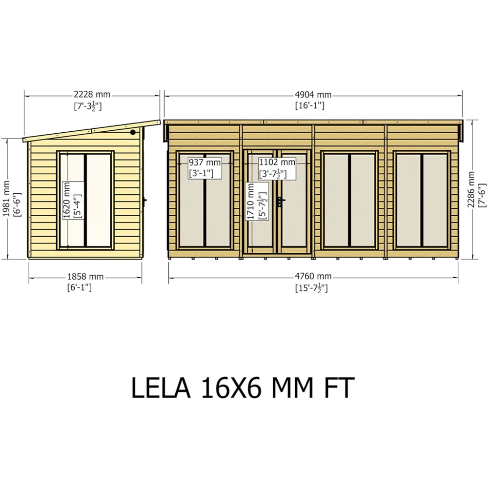 Shire Lela 16 x 6ft Double Door Summerhouse Image 9