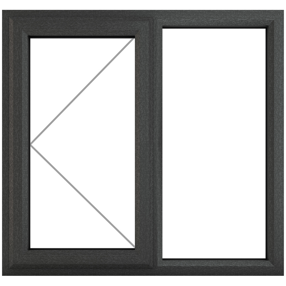 Crystal uPVC Triple Glazed Window LH Side Hung Next to a Fixed Grey White Clear Glass 1190x965mm Image 2