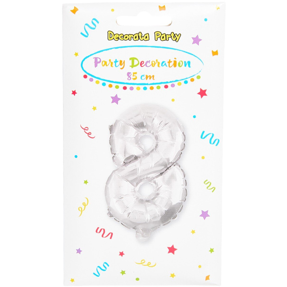 Super Shape Silver Number Balloon Silver 8 Image
