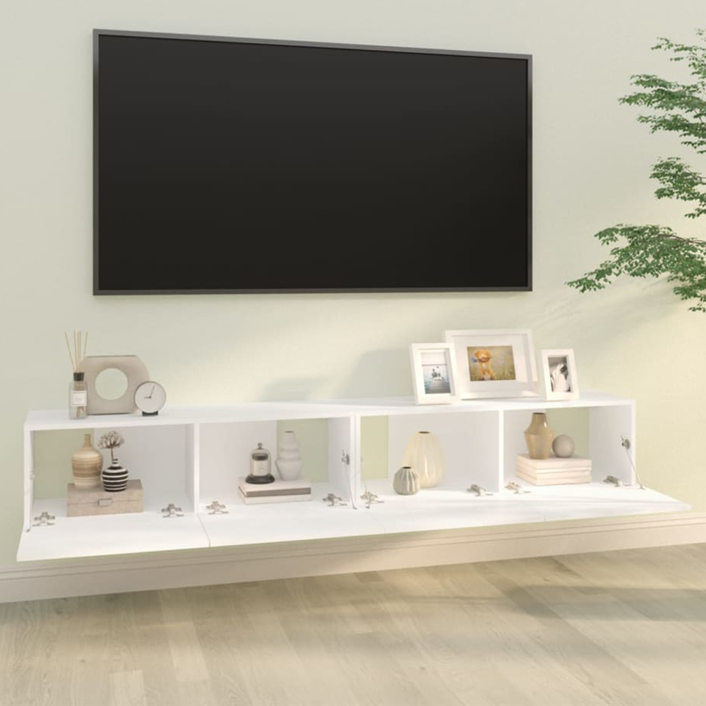 vidaXL 2 Door White Wall-Mounted TV Cabinet Set of 2 Image 1