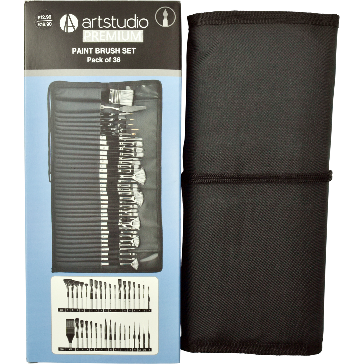 Pack of 36 Premium Paint Brushes Black Image 3