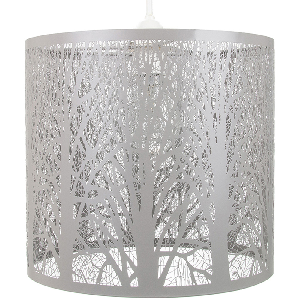 Happy Homewares Soft Grey Metal Forest Pendant Shade Large Image 1
