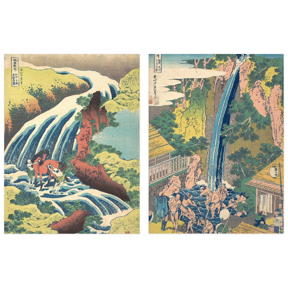 Artery8 Hokusai Tour Waterfalls Provinces Roben Yoro Wall Art Print 30 x 41cm 5 Pack Image 3