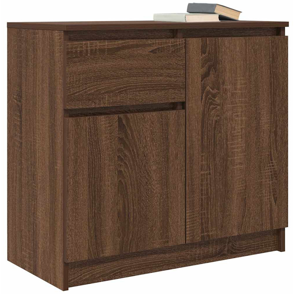 vidaXL 2 Door Single Drawer Brown Oak Sideboard Image 4