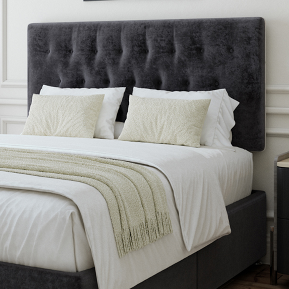 Bedmaster Small Double Black Naples Linen Divan Base with Lona Headboard Image 2