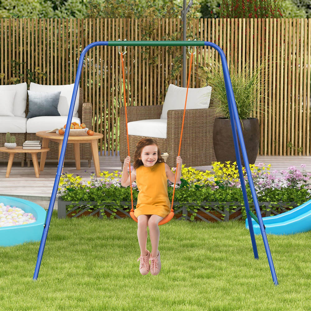 Outsunny Orange and Blue Toddler Garden Swing Set Image 2