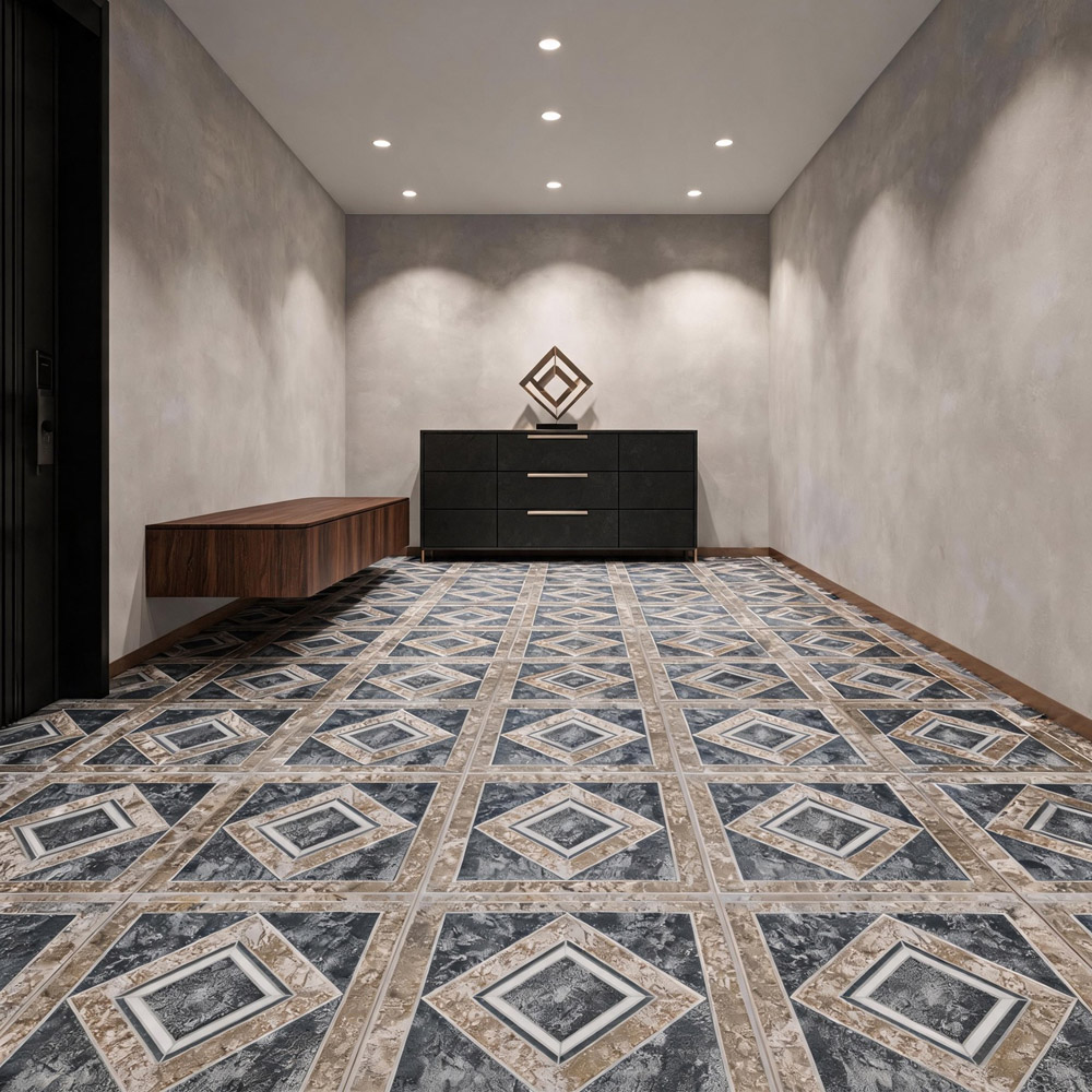 Living and Home Marble Effect Brown Edge Self-Adhesive PVC Flooring Tile 10 Pack Image 8