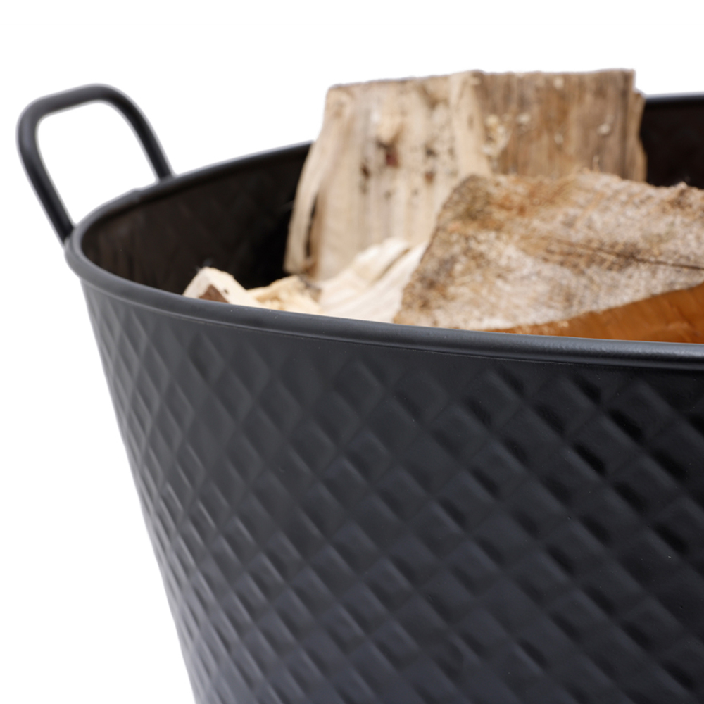 Charles Bentley Large Black Diamond Embossed Oval Bucket Image 6