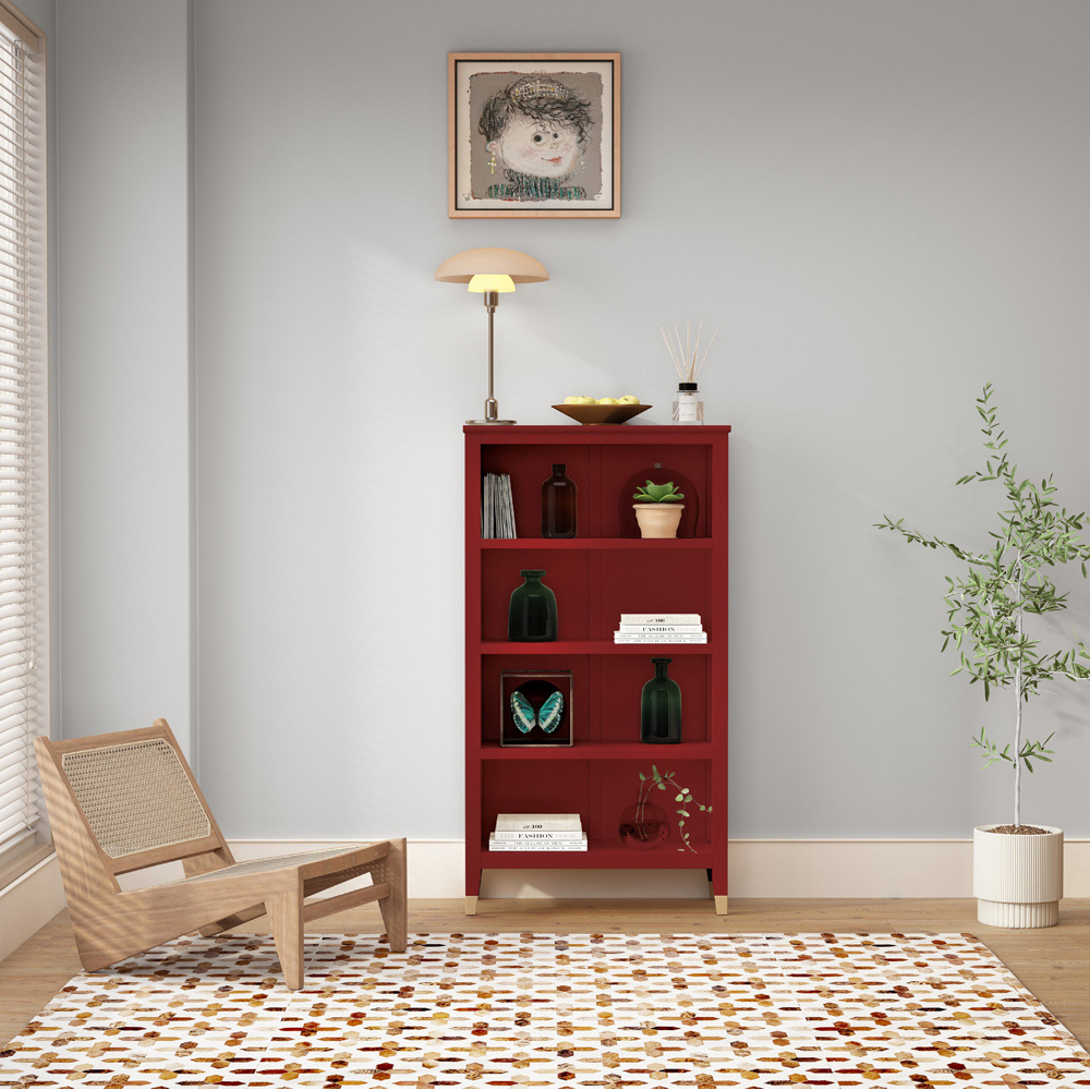 Palazzi 4 Shelves Red Bookcase Image 8