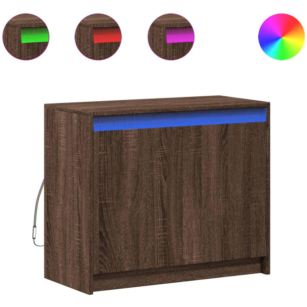 vidaXL 2 Door Brown Oak Sideboard with RGB LED Lights Image 2