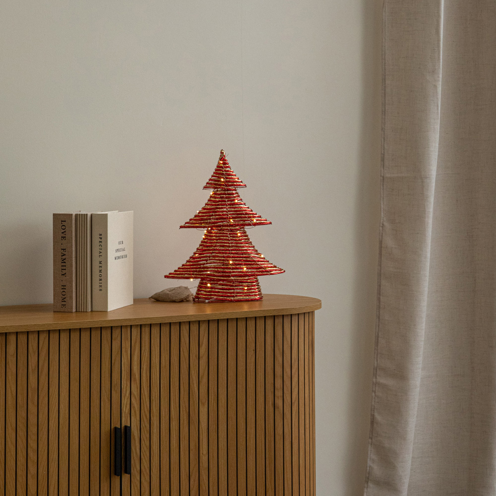 Samuel Alexander Warm White LED Red and Gold Braid Christmas Tree with Timer 40cm Image 8