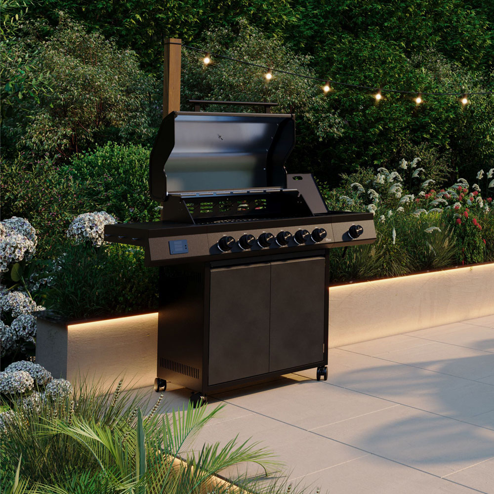 Ottimo Pro 455 6 Burner Matt Grey Gas BBQ with Side Burner and Storage Cabinet Image 8