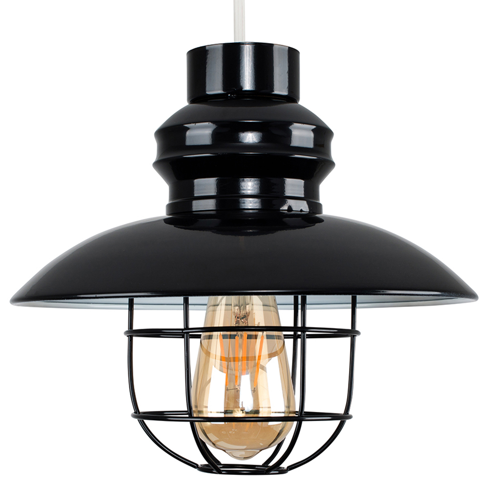 ValueLights Penglai Black Fishermans Basket Ceiling Pendant Lamp Shade Image 1