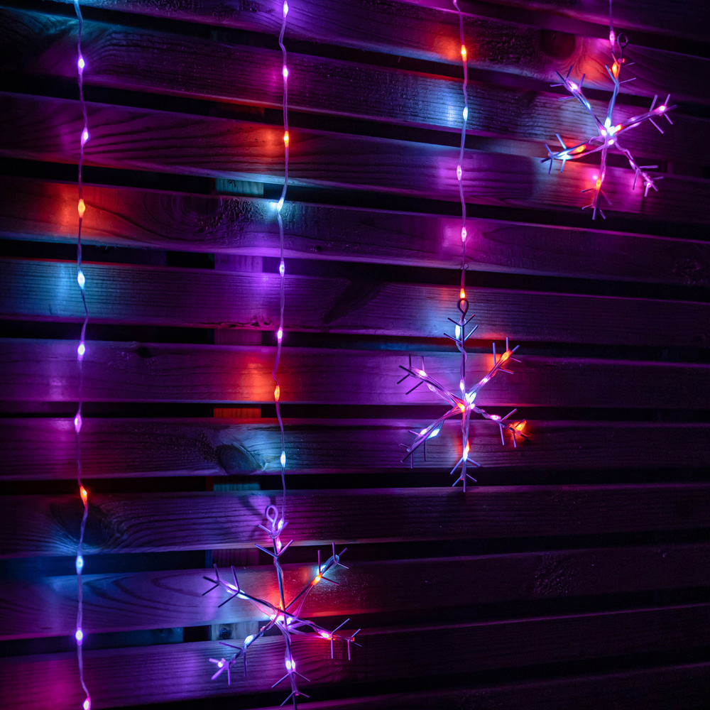 Samuel Alexander FlexiBrights 267 Rainbow LED Snowflake Clear Cable Curtain Light 1.2 x 1.2m Image 7