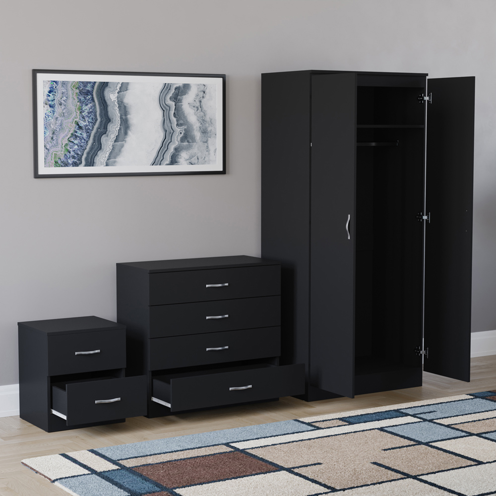 VIDA DESIGNS Riano Black 3 Piece Bedroom Furniture Set Image 4