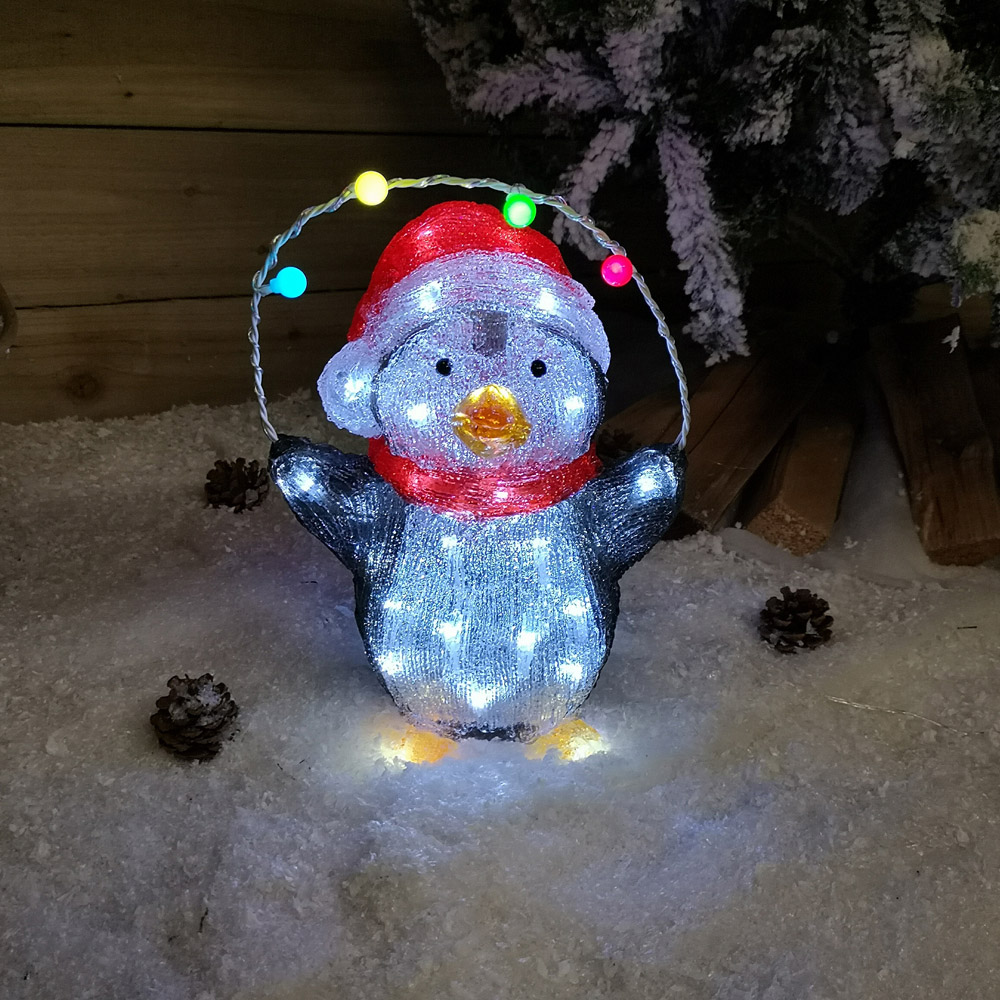 Samuel Alexander Acrylic Penguin LED Outdoor Christmas Decoration 30cm Image 3