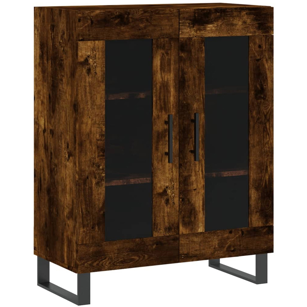 vidaXL 2 Glass Door Smoked Oak Sideboard Image 2