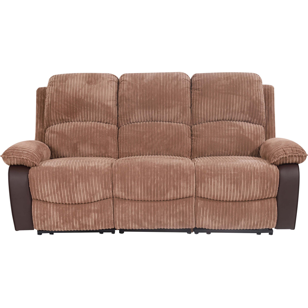 Brooklyn 3 Seater Brown Jumbo Cord Recliner Sofa Image 2