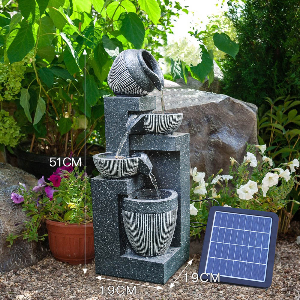 Living and Home Multi Tier Grey Rockery Fountain with LED Light Image 8