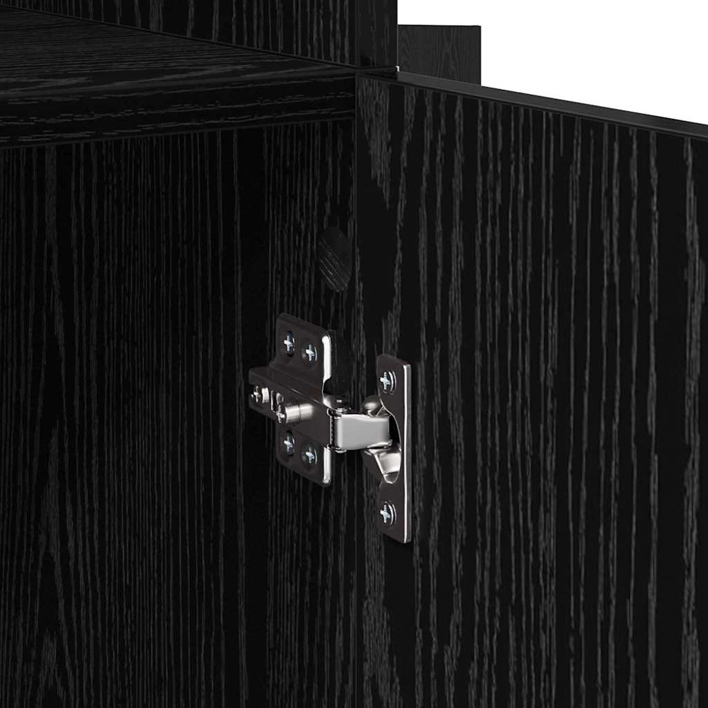 vidaXL 2 Door 2 Shelf Black Oak Sideboard Image 8