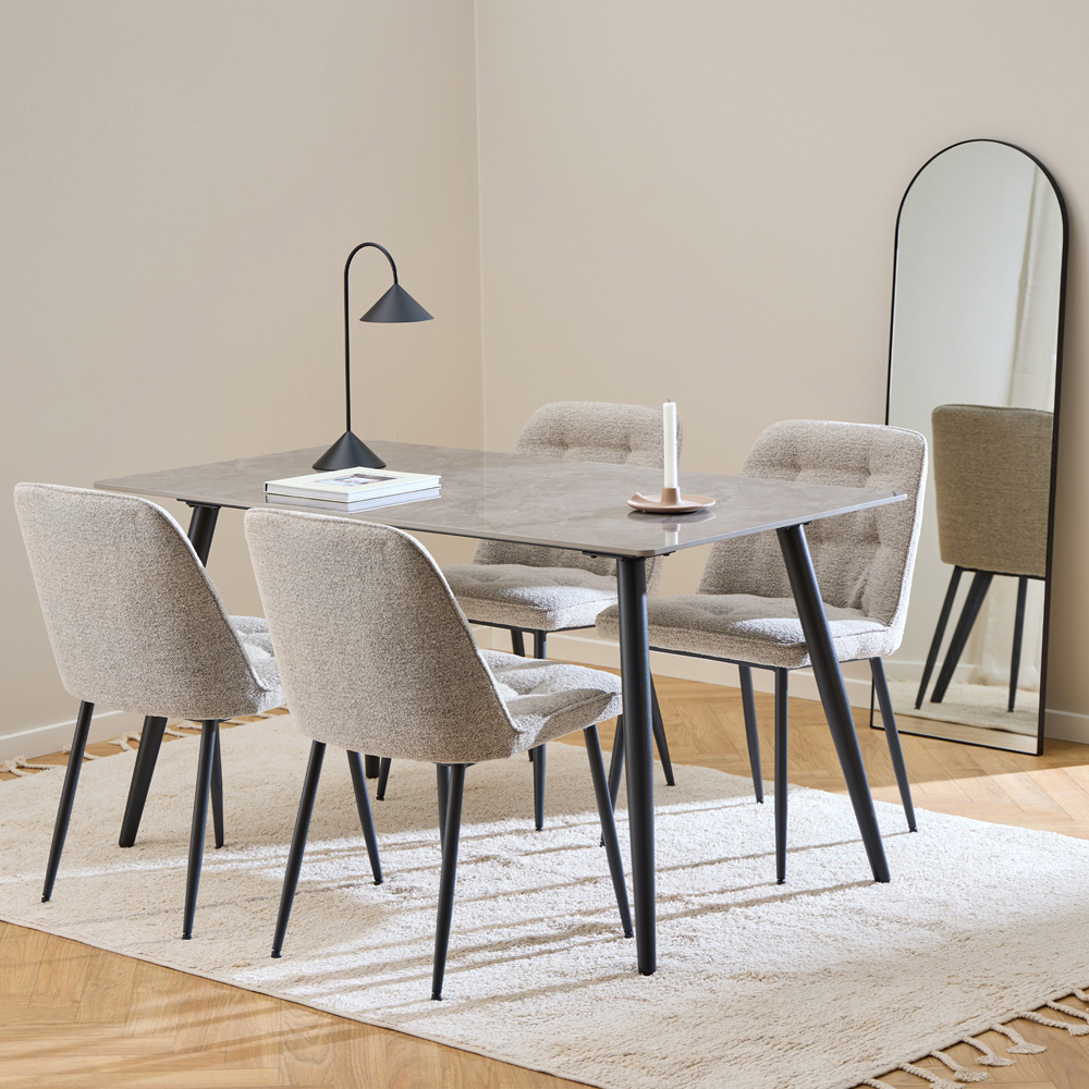 Florence 4 Seater Grey and Black Wicklow Rectangular Dining Table Image 7
