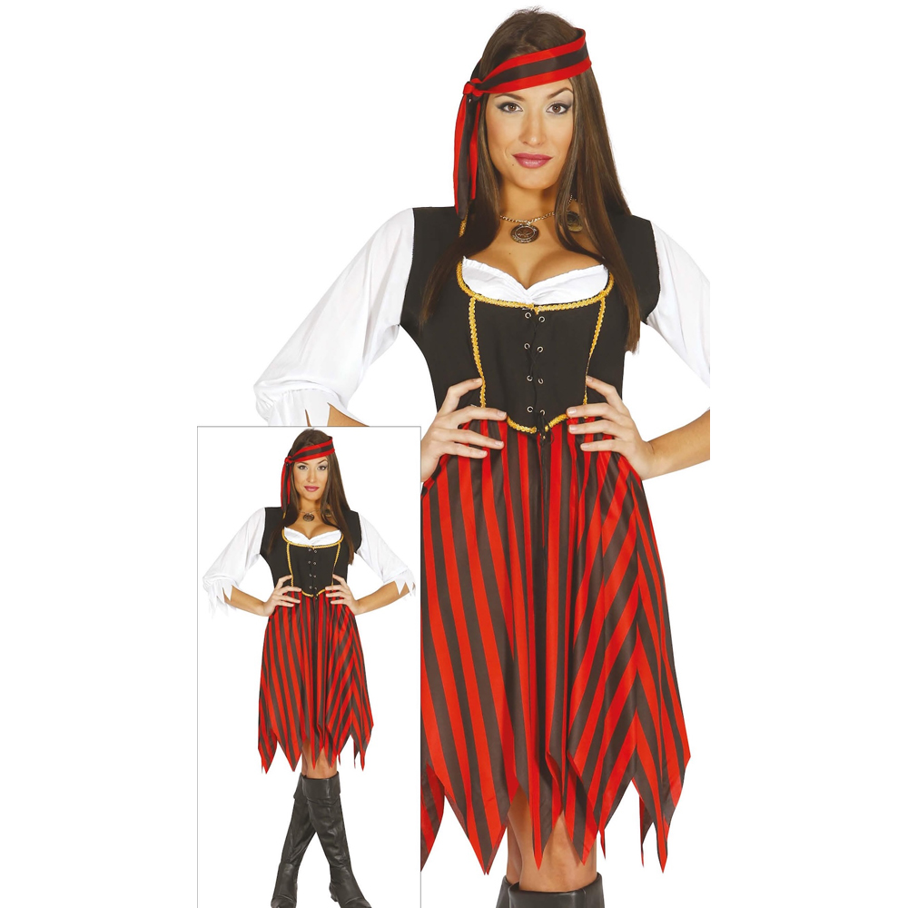 Fiestas Guirca Adult Overseas Pirate Black and Red Halloween Costume Large Image 2