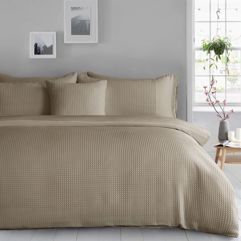 Velosso Waffle Single Natural Weave Duvet Set Image
