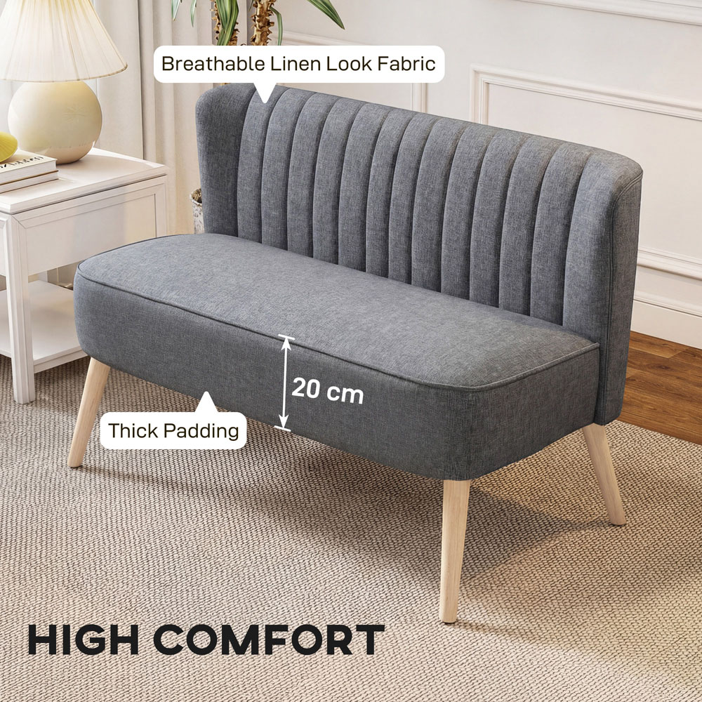 Portland 2 Seater Grey Padded Loveseat Sofa Image 8