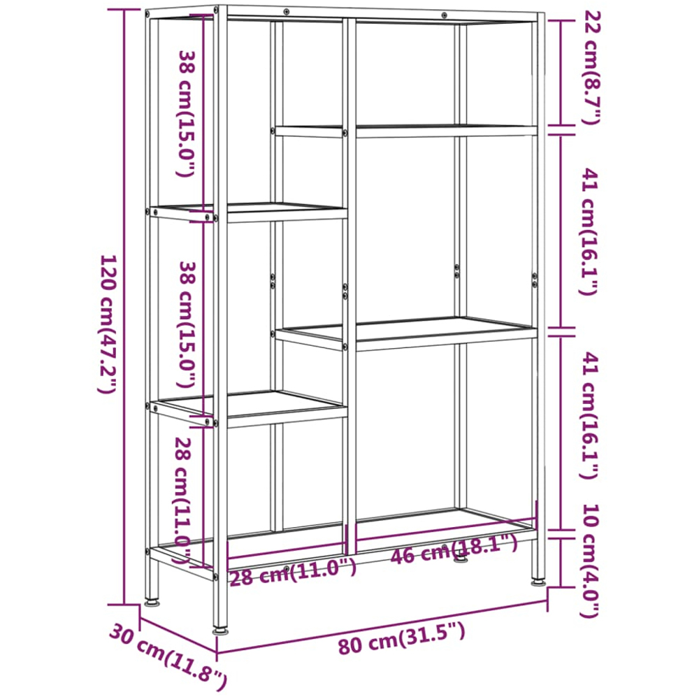 vidaXL 5 Shelf Light Brown and Black Bookshelf Image 6
