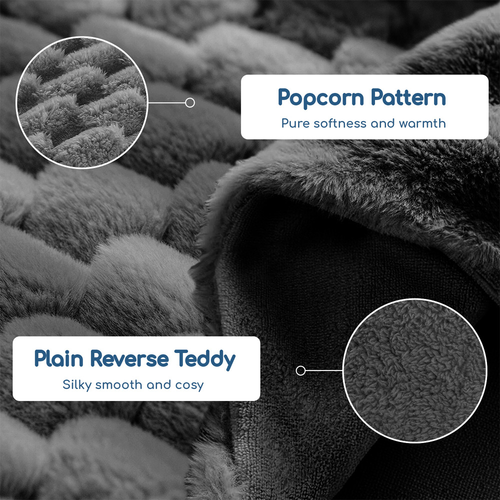 Velosso Super King Size Chunky Popcorn Charcoal Fitted Sheet Image 4