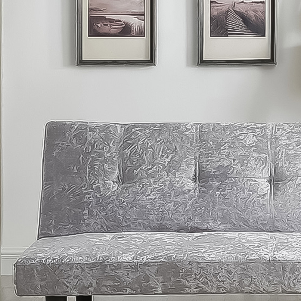 Brooklyn Silver 3 Seater Crush Velvet Sofa Bed Image 2