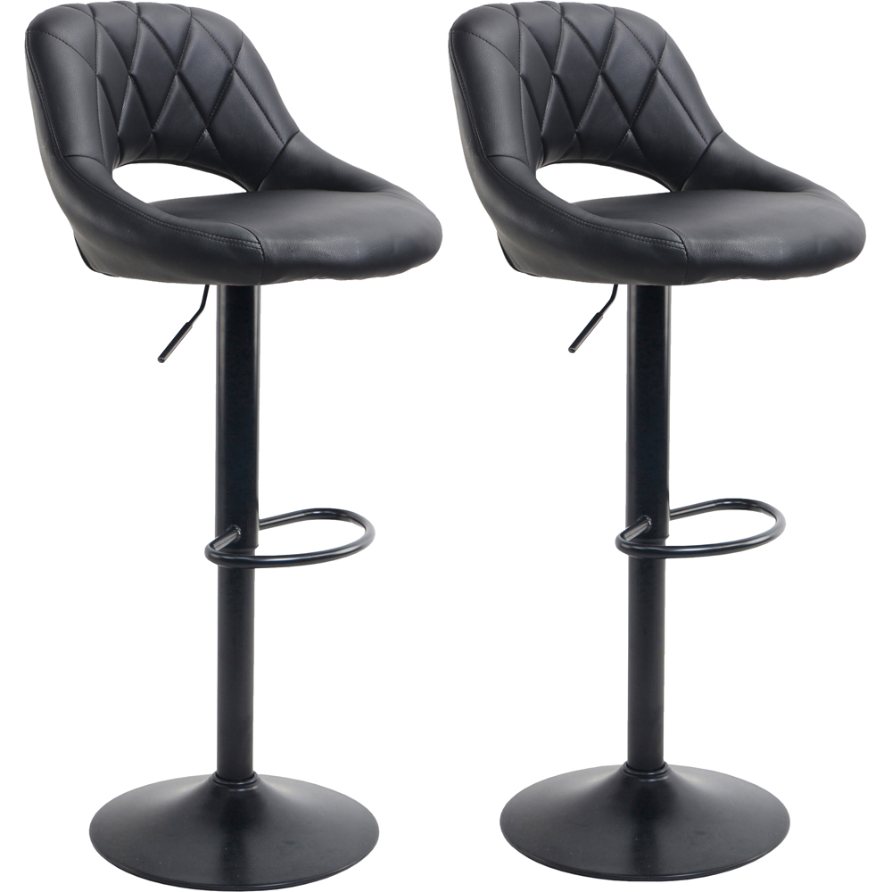Neo Milan Set of 2 Black Leather Bar Stools Image 3