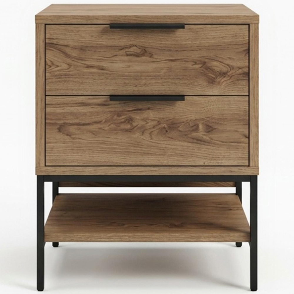 Decortie Mars 2 Drawer Single Shelf Deep Oud Bedside Table Image 2