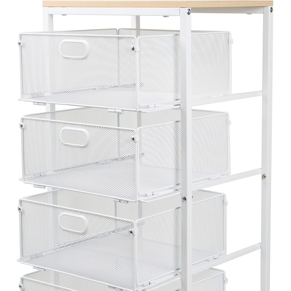 Wood Effect and Mesh Storage Cart White Image 5