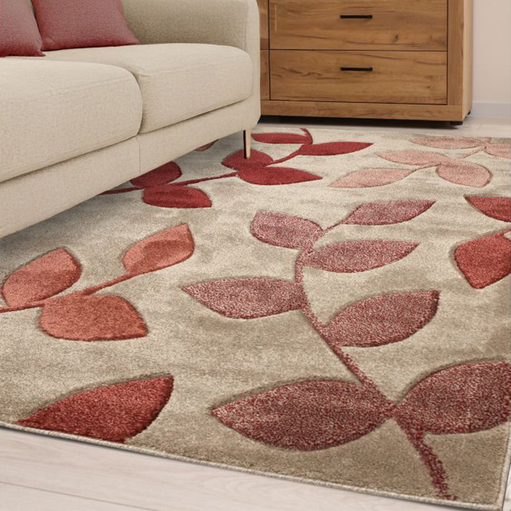 Homemaker Newport Terracotta Leaf Rug 80 x 150cm Image 1