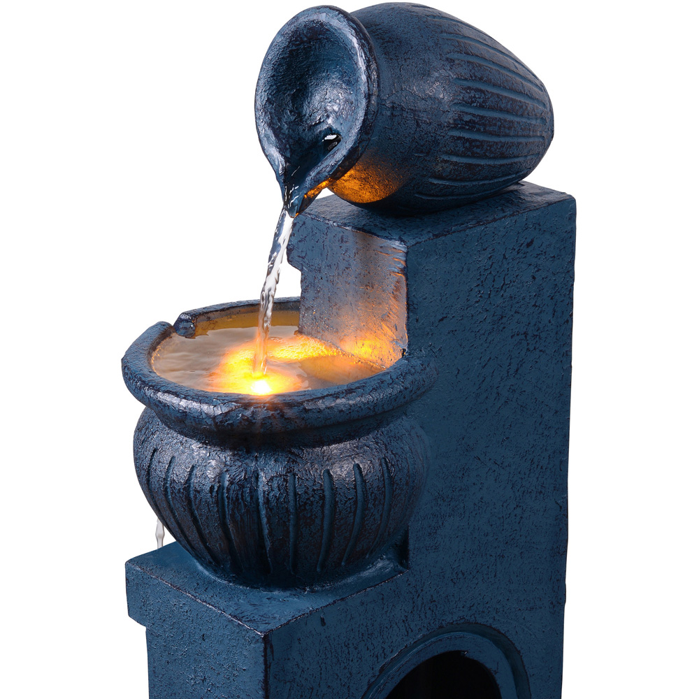 Teamson Home 4-Tier Navy Vertical Texture Cascading Bowl Water Fountain 72cm Image 5