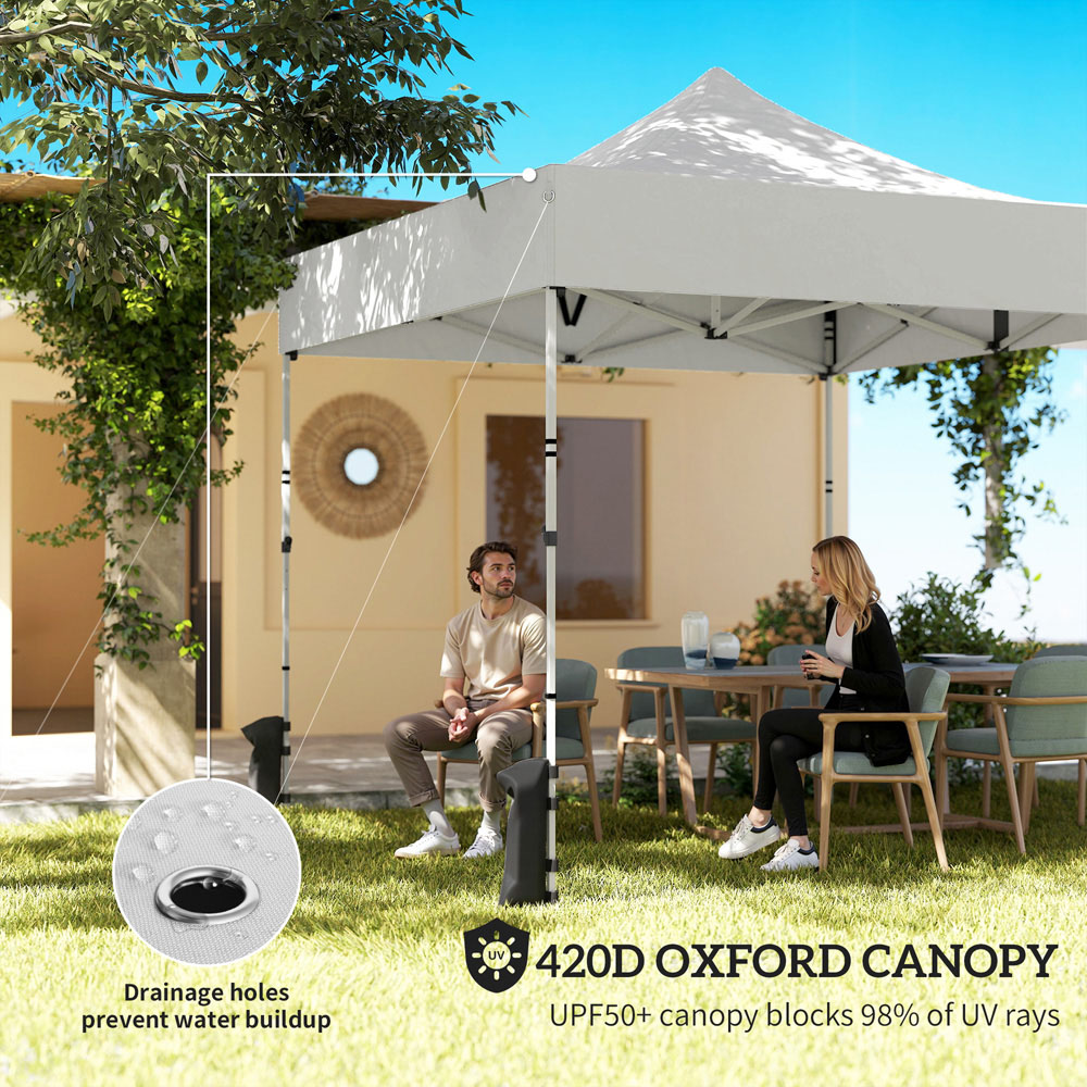 Outsunny 3 x 3m Silver Grey Heavy Duty Marquee Pop Up Gazebo with Sides Image 4