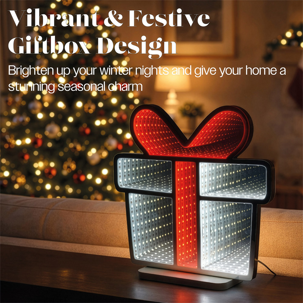 Xmas Haus Multicolour LED Gift Box Infinity Light Christmas Decoration 30cm Image 3