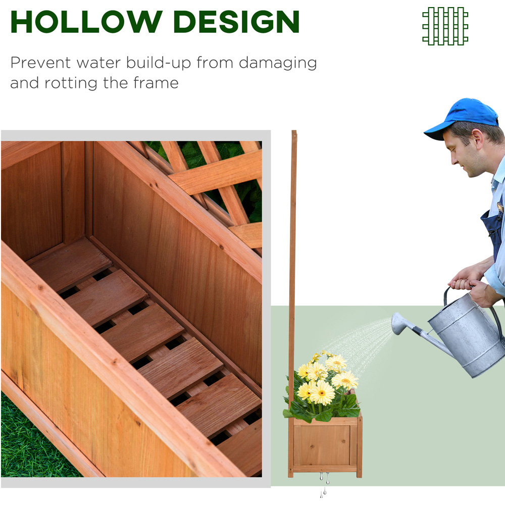 Outsunny Brown Wooden Garden Planter with Trellis 170 x 36 x 76cm Image 6