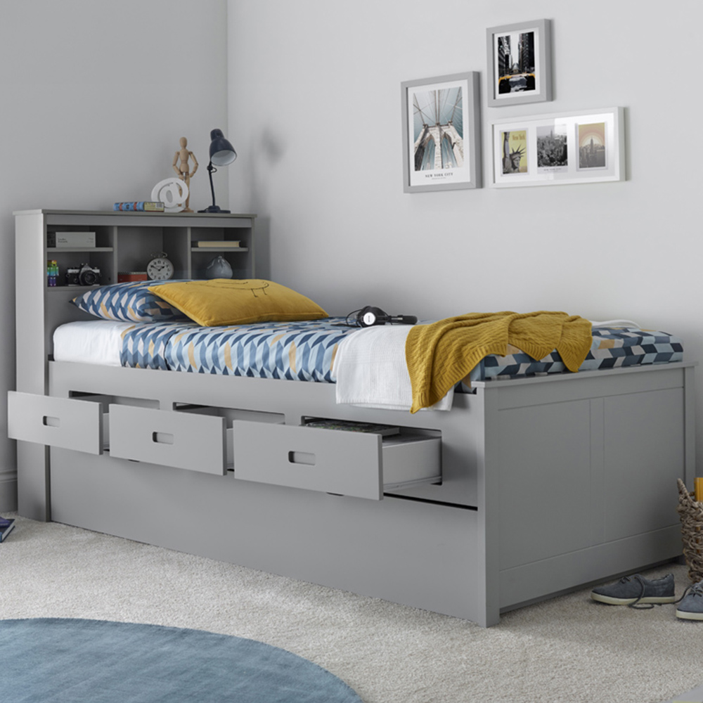 Veera Grey 3 Drawer Guest Bed with Pocket Mattress Image 1