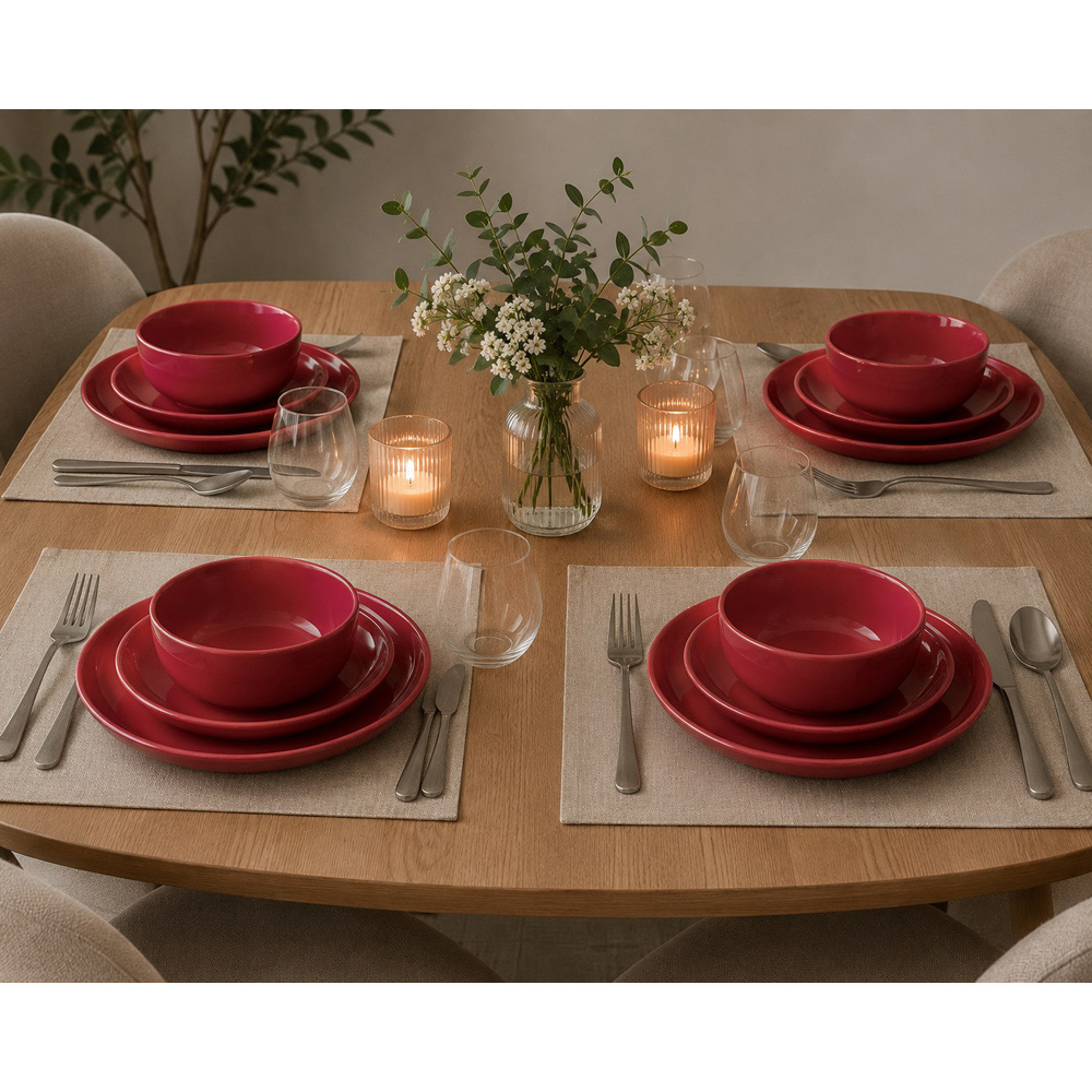 Waterside Christmas Red Lipped 12 Piece Dinner Set Image 2
