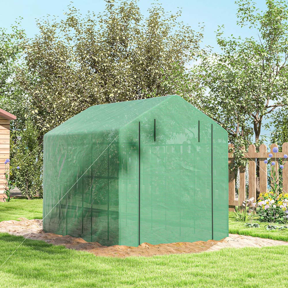 Outsunny Green 8 x 6ft Walk In Polytunnel Greenhouse Image 3